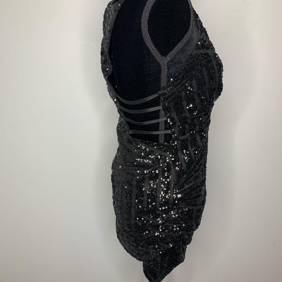 Mini  black sparkly dress with black sequence - Picture 2 of 8